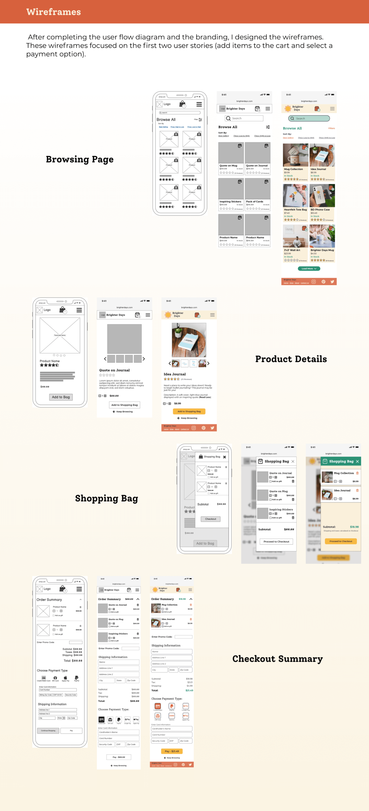 Wireframe Progression