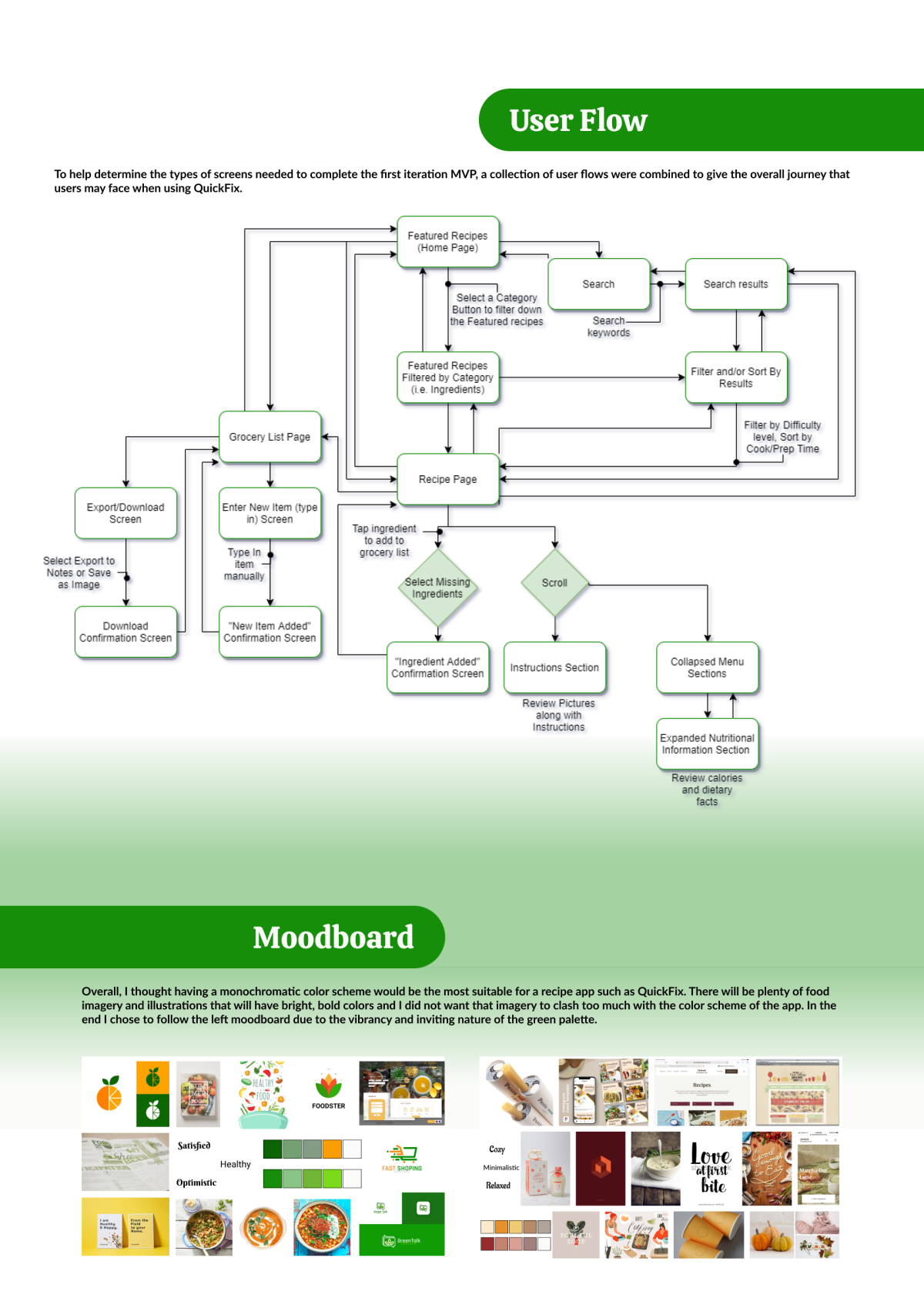 User Flow and Moodboard for Quick Fix