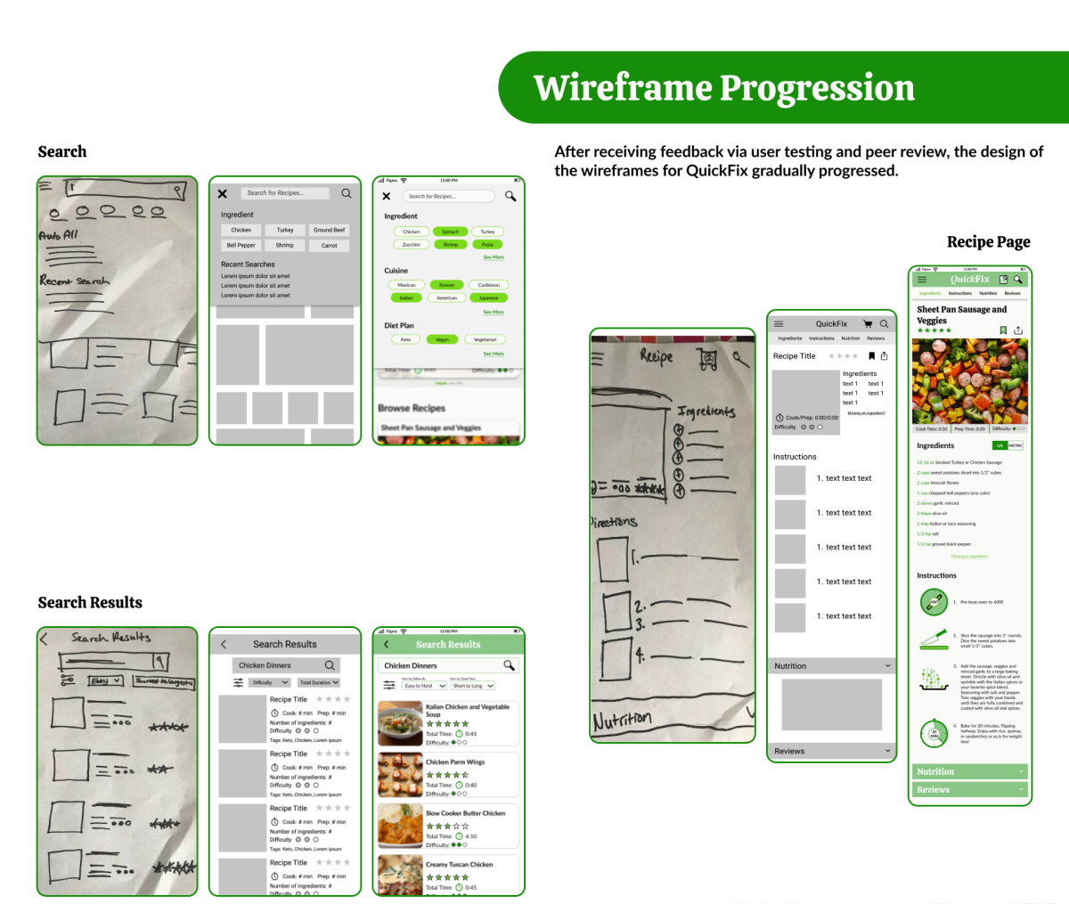 Quick Fix Wireframe Progression